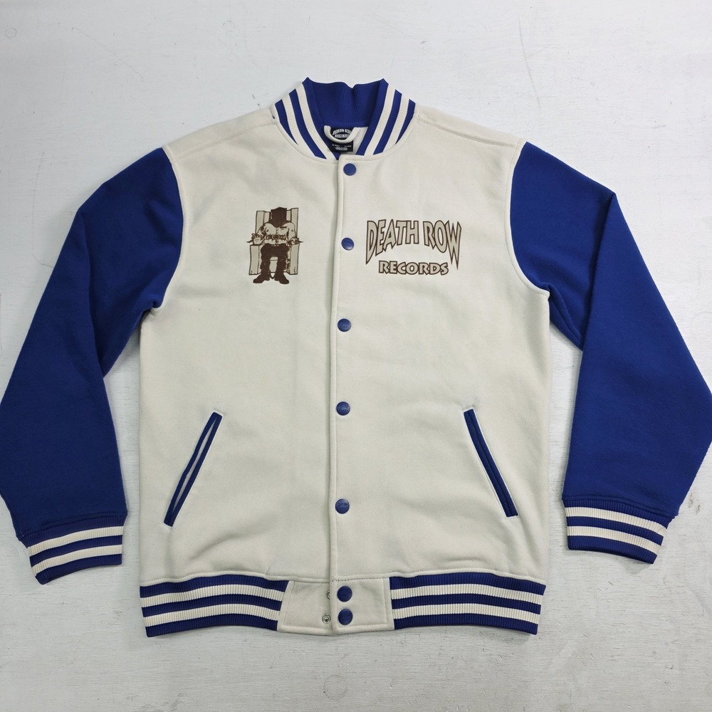 Death Row Records Varsity Jacket Blue & Creme Streetwear Hip Hop‎ Rap Mens Sz M